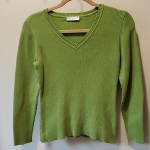 Petite Sophisticate Lime V-Neck Sweater